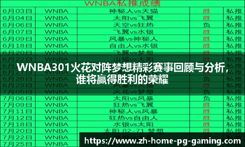 WNBA301火花对阵梦想精彩赛事回顾与分析，谁将赢得胜利的荣耀