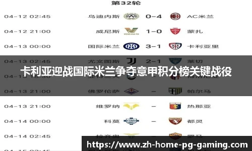 卡利亚迎战国际米兰争夺意甲积分榜关键战役